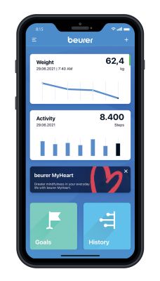 Weight and activities in the“beurer HealthManager Pro” app