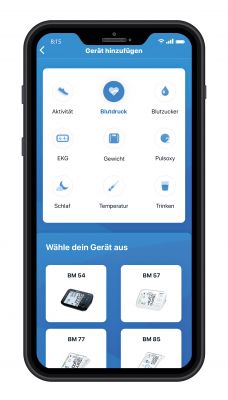 Die „beurer HealthManager Pro" App in Anwendung.