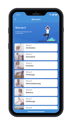"beurer MyHeart" App-Screen Übungen