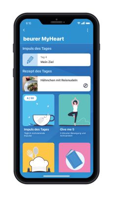 Zusatzservice "beurer MyHeart" - App-Screen
