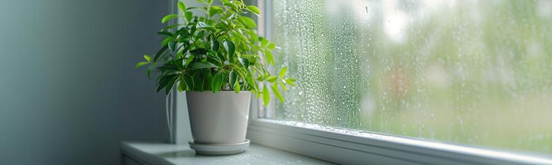 Feuchtigkeit senken - Fenster mit Feuchtigkeit an der Scheibe